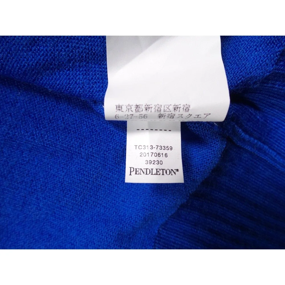 Pendleton Sweater Womens Size Large Blue Cardigan Single Button 100% Merino Wool